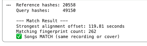 Audio recognition result