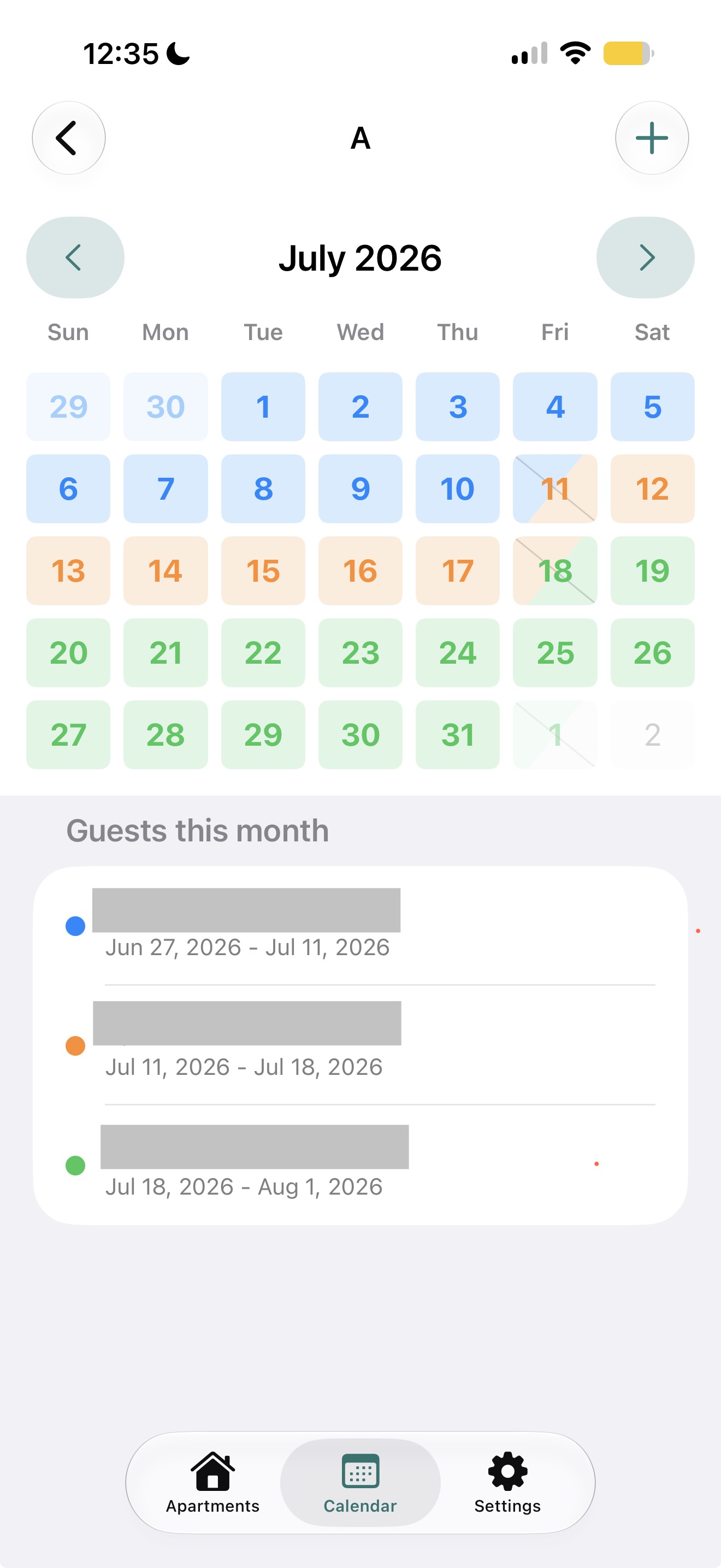 Calendar Screen - Light Mode