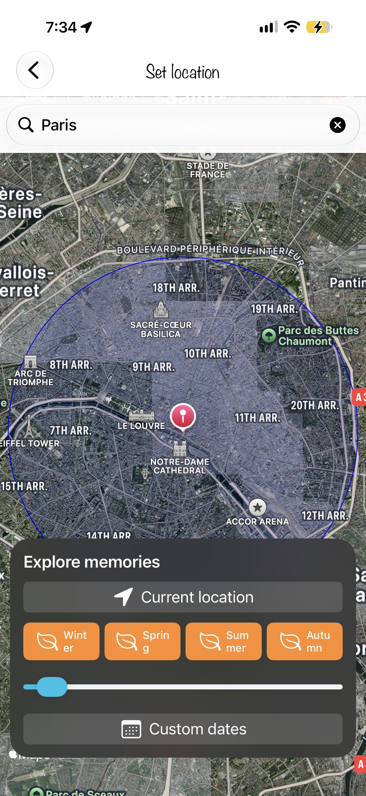 beHere location memory screen