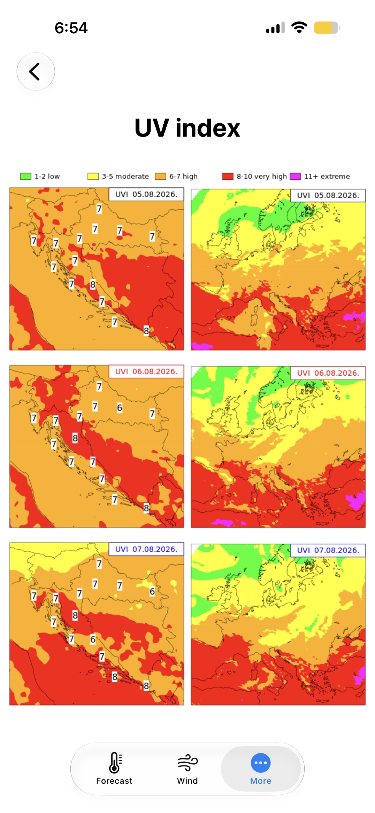 CroForecast forecast screen showing a weather map