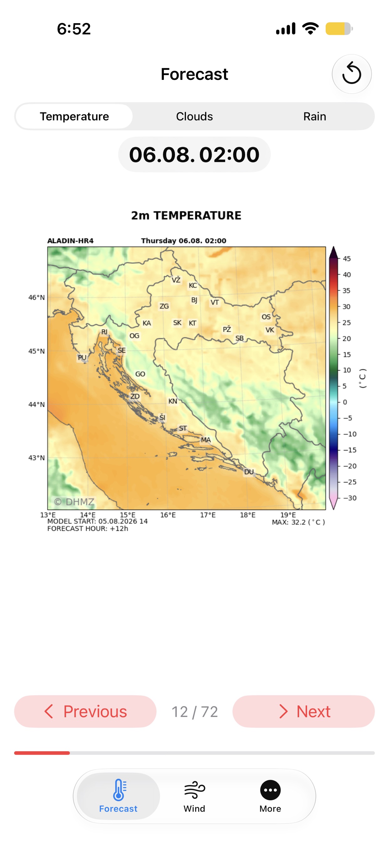CroForecast map navigation screen