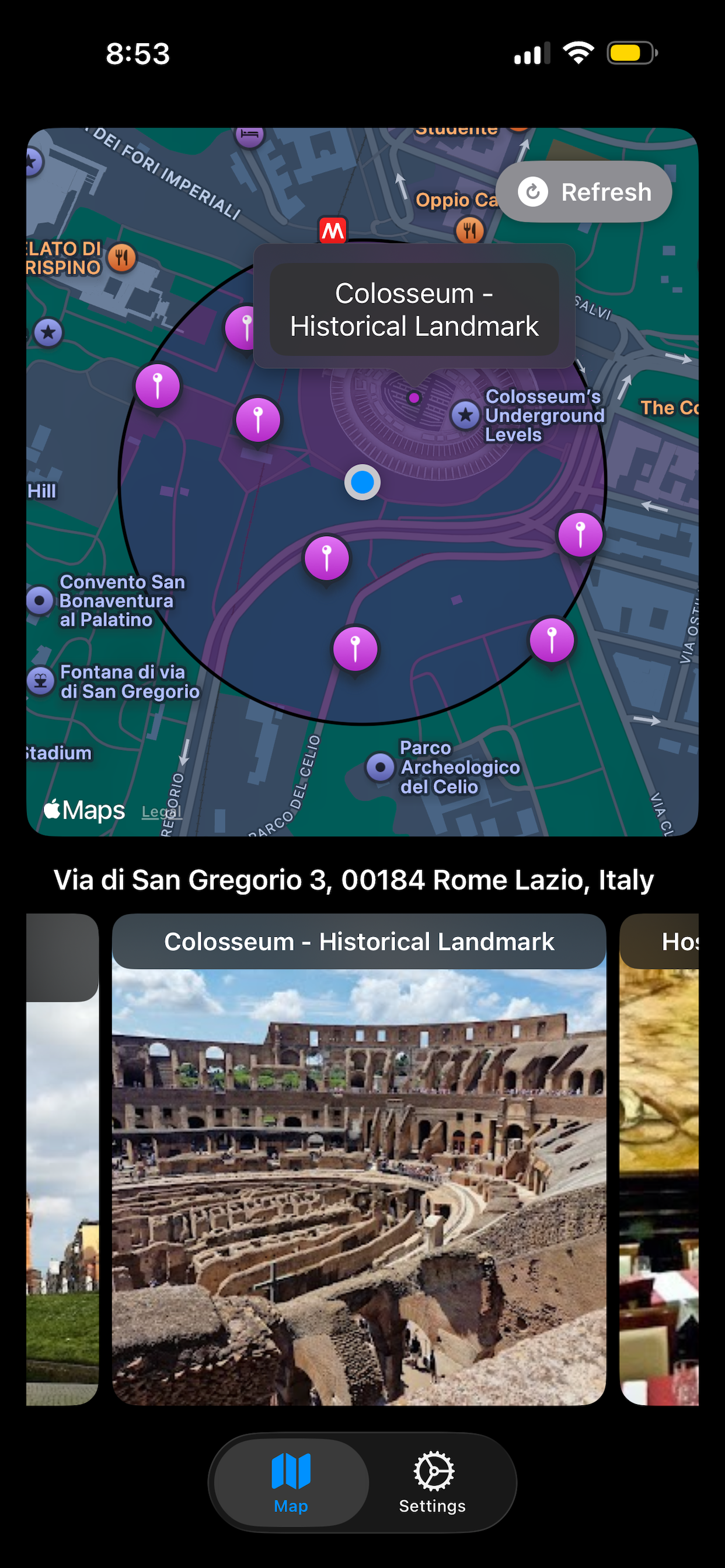 InfoAtPlace nearby places map