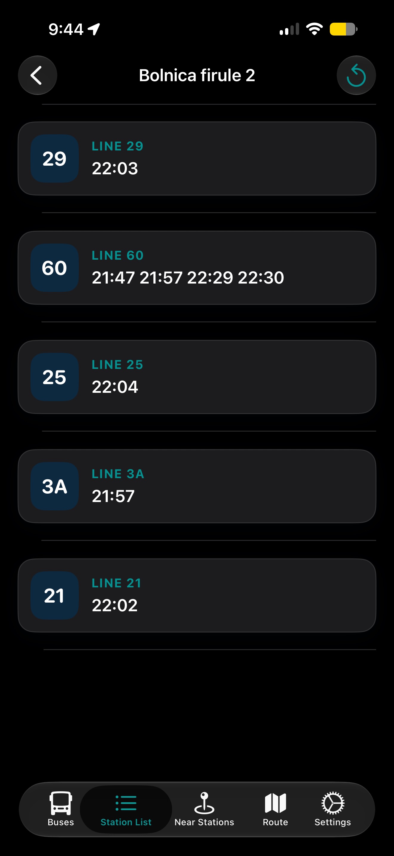 SplitBus settings screen